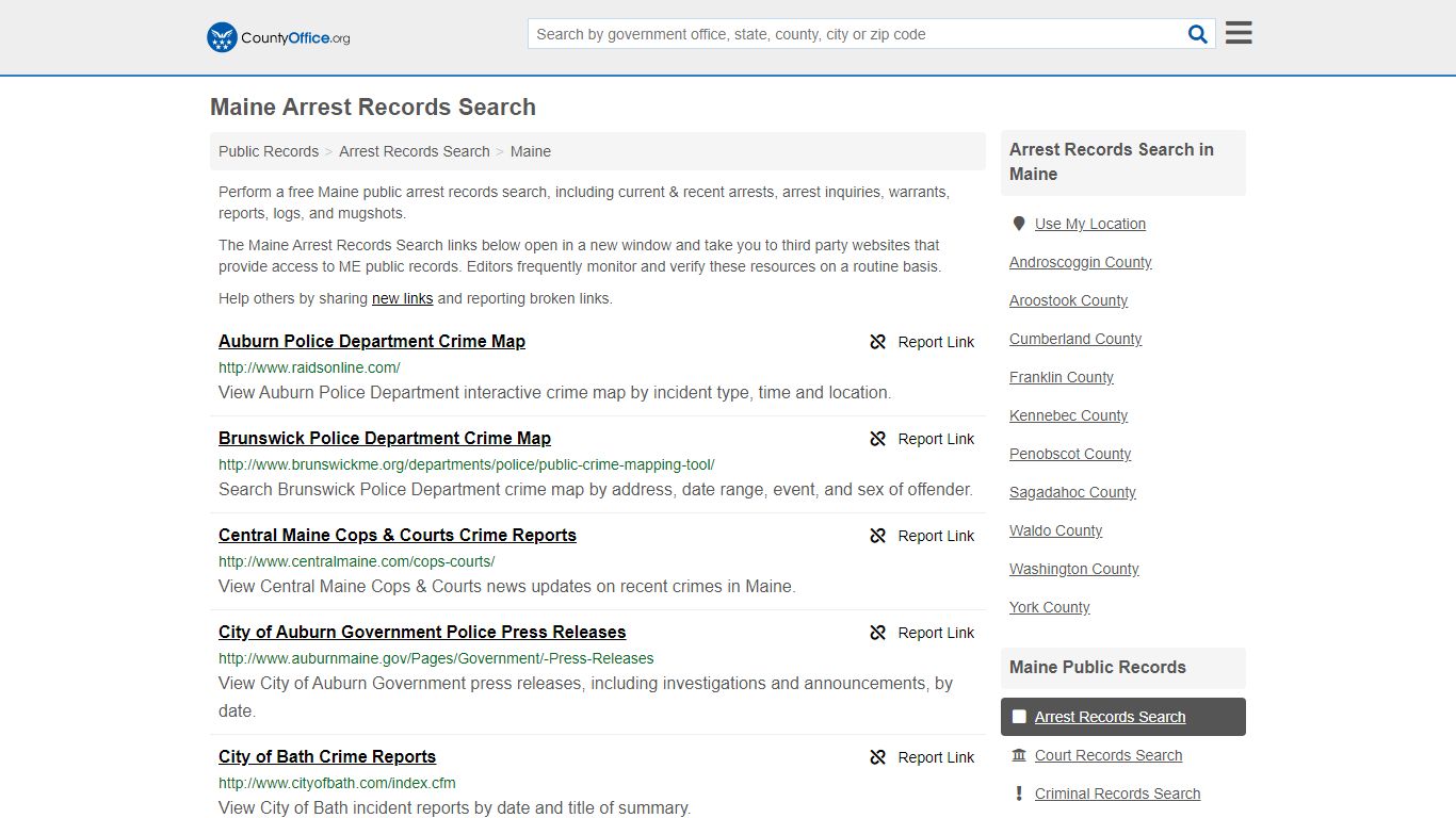 Arrest Records Search - Maine (Arrests & Mugshots)